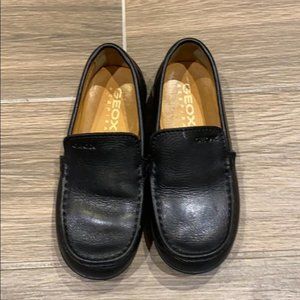 Geox Respira Boys Black Leather Slip On Loafer Moccasins Size 29EU